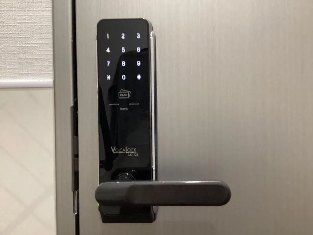 Keypad door lock for secure private room access at Hostel JAZ Ueno